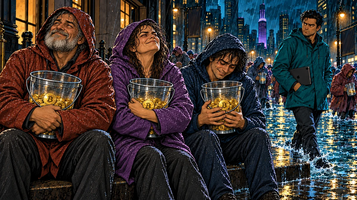 The believers hold their Bitcoin buckets close with unwavering devotion.